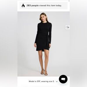 EXPRESS Crew Neck Long Sleeve Tie Wrap Mini Sheath Dress Black